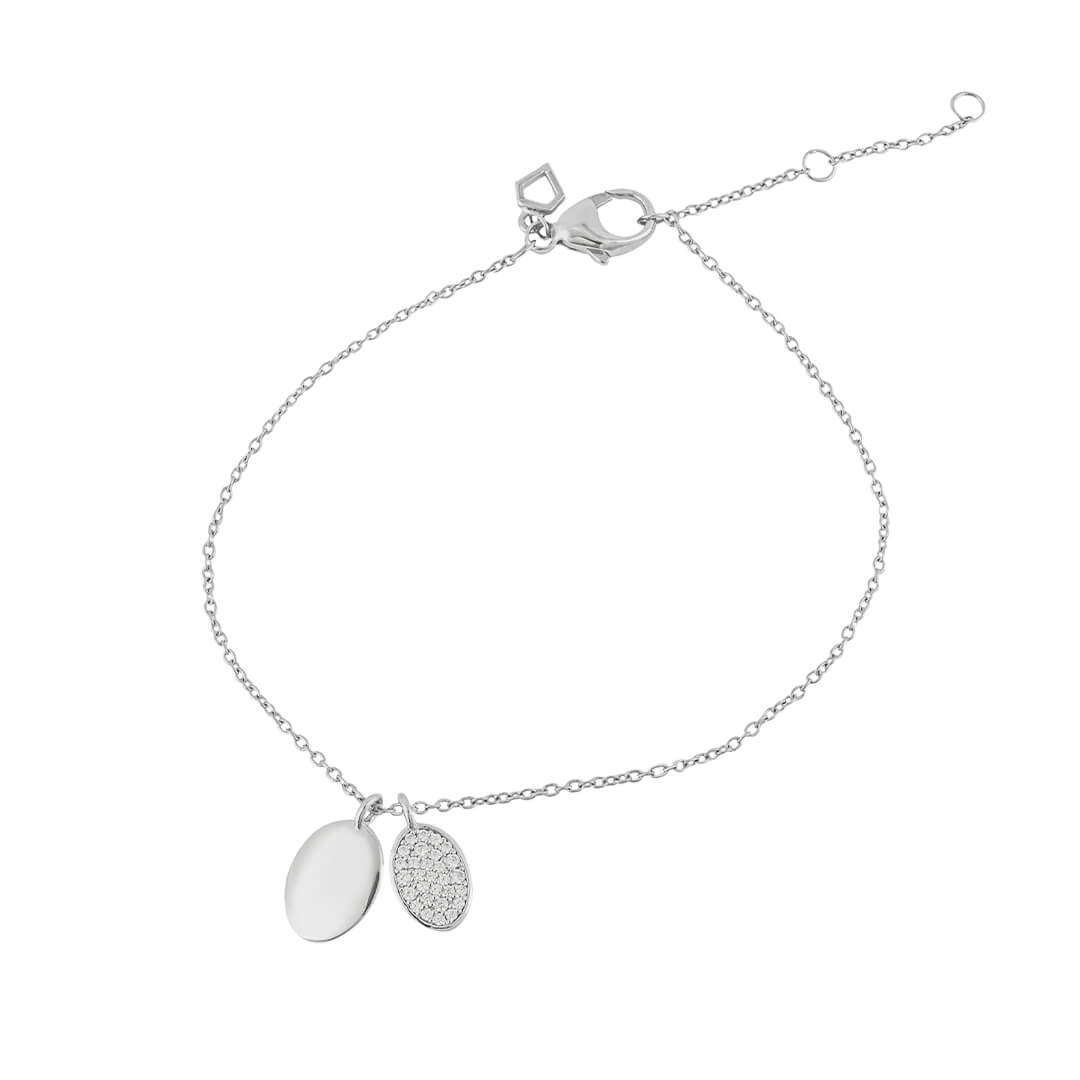 Gecko Jewellery Engravable Pave Oval Tag Bracelet in Zirconia