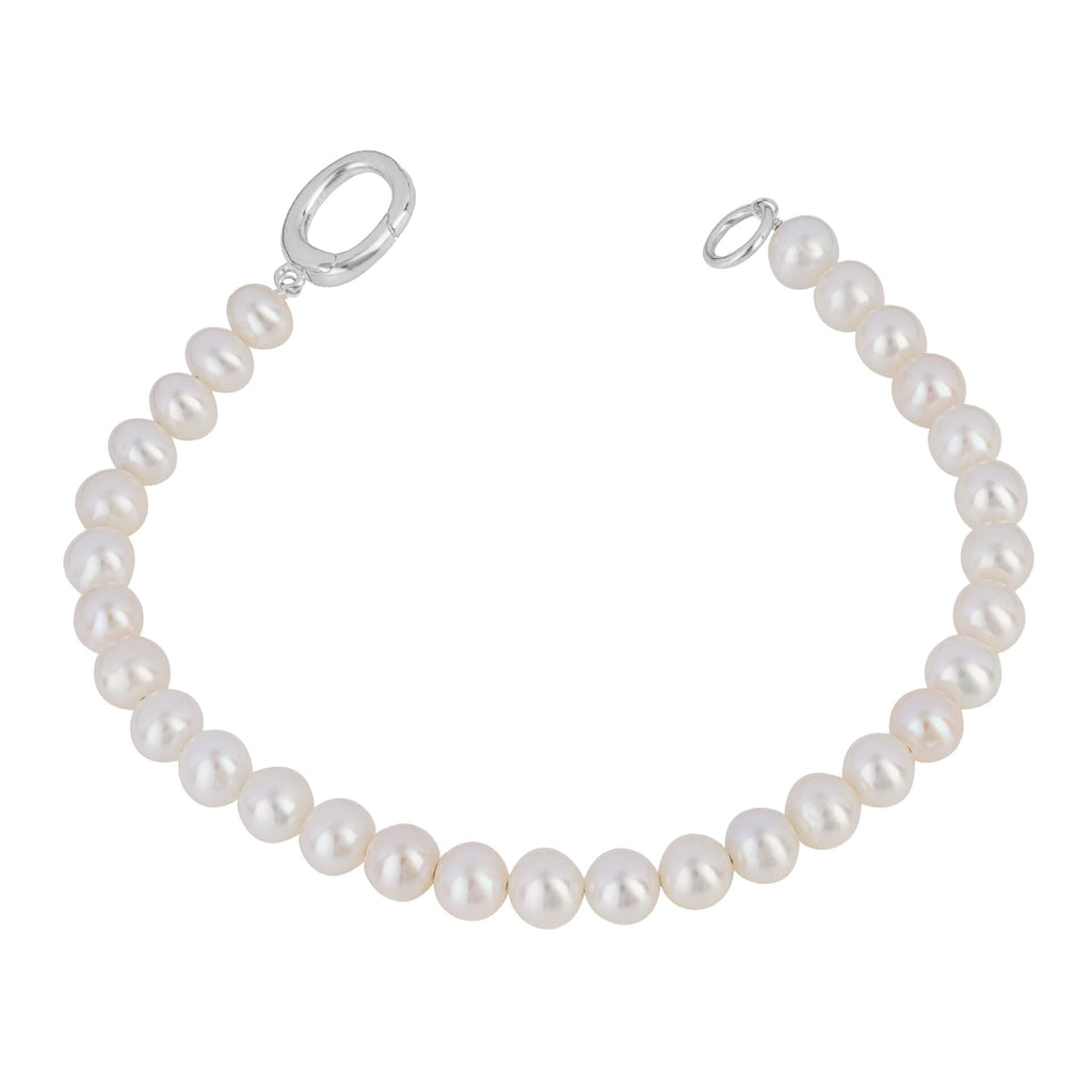 Gecko Jewellery White Pearl Charm Bracelet in Recycled Sterling Silver