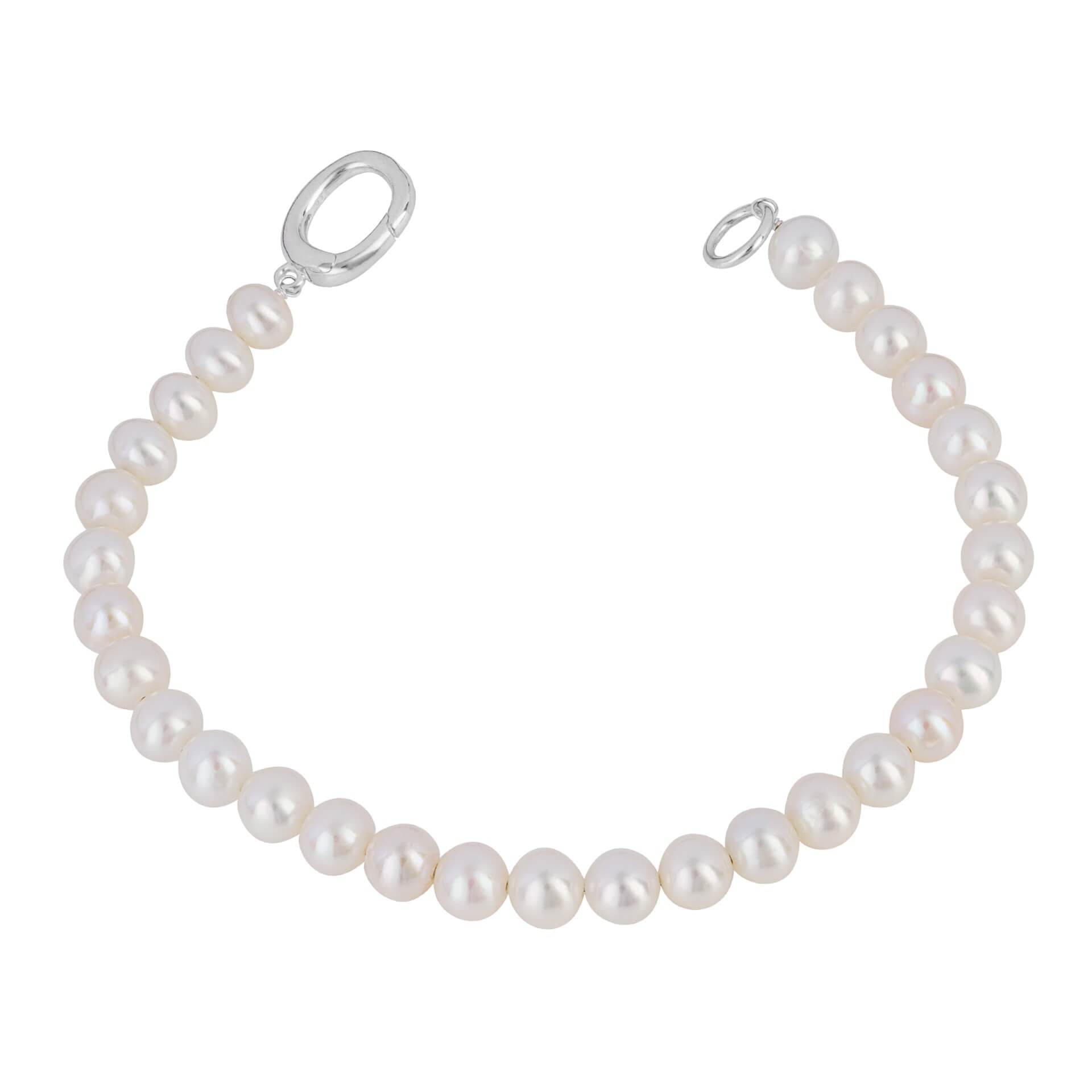 Gecko Jewellery White Pearl Charm Bracelet in Recycled Sterling Silver