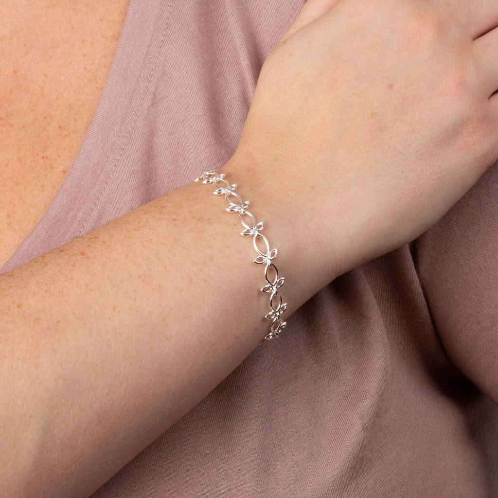 Gecko Jewellery Leaf Trio Chain Bracelet – Recycled Sterling Silver