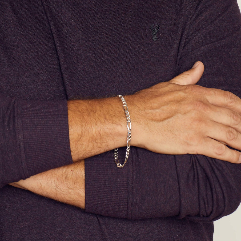 Gecko Jewellery Heavyweight Figaro Chain Bracelet in Sterling Silver