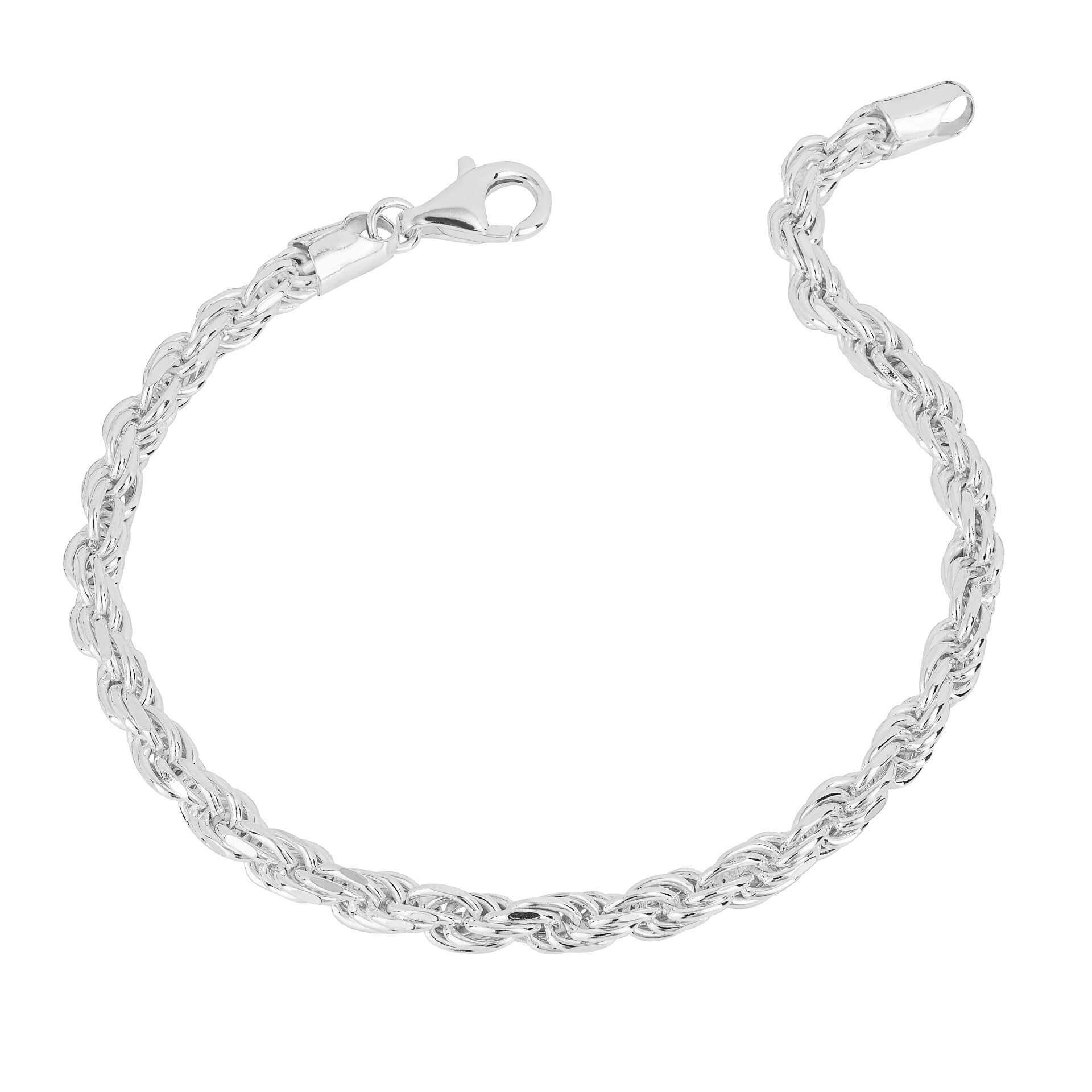 Gecko Jewellery Sterling Silver Diamond Cut Rope Chain Bracelet