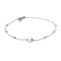 Gecko Jewellery Shell Pearl Station Bracelet – Plated Sterling Silver