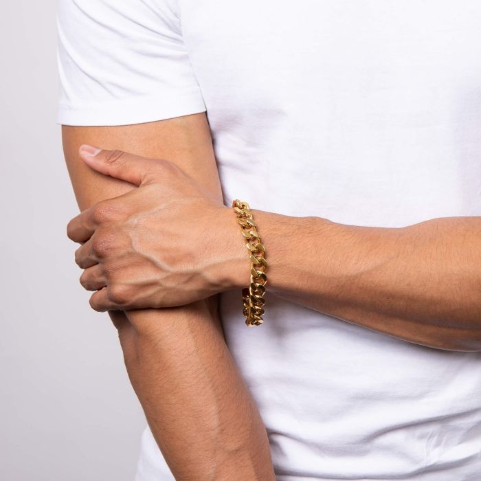 Gecko Jewellery Heavyweight Curb Chain Bracelet – Stainless Steel 22cm