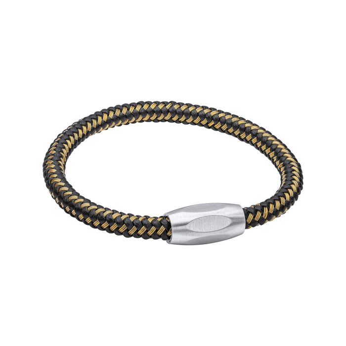 Fred Bennett Black and Yellow Gold Plated Wire Bracelet in Stainless Steel