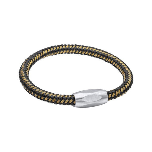 Fred Bennett Black and Yellow Gold Plated Wire Bracelet in Stainless Steel