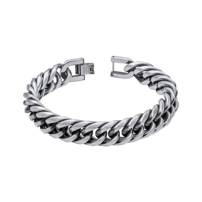 Gecko Jewellery Oxidised Stainless Steel Heavy Weight Foxtail Bracelet