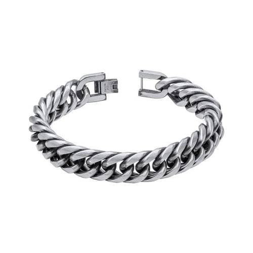 Gecko Jewellery Oxidised Stainless Steel Heavy Weight Foxtail Bracelet
