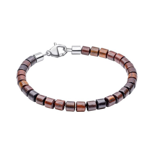 Gecko Jewellery – Stainless Steel and Natural Wood Bead Bracelet