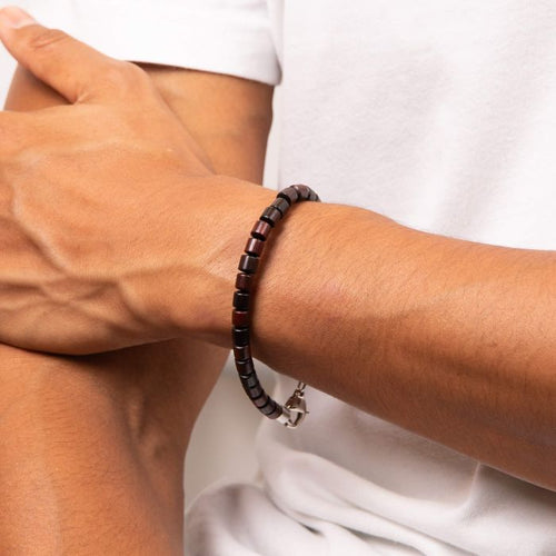 Gecko Jewellery – Stainless Steel and Natural Wood Bead Bracelet