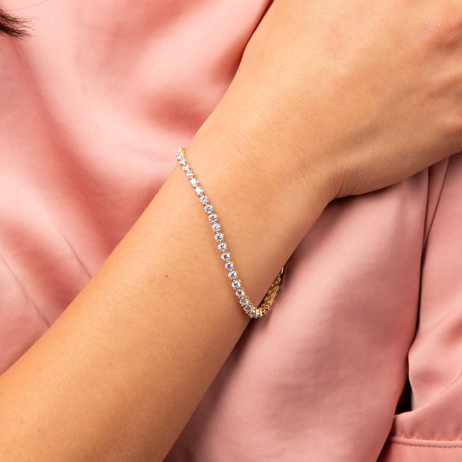 Gecko Jewellery Sterling Silver Small Zirconia Charm Tennis Bracelet