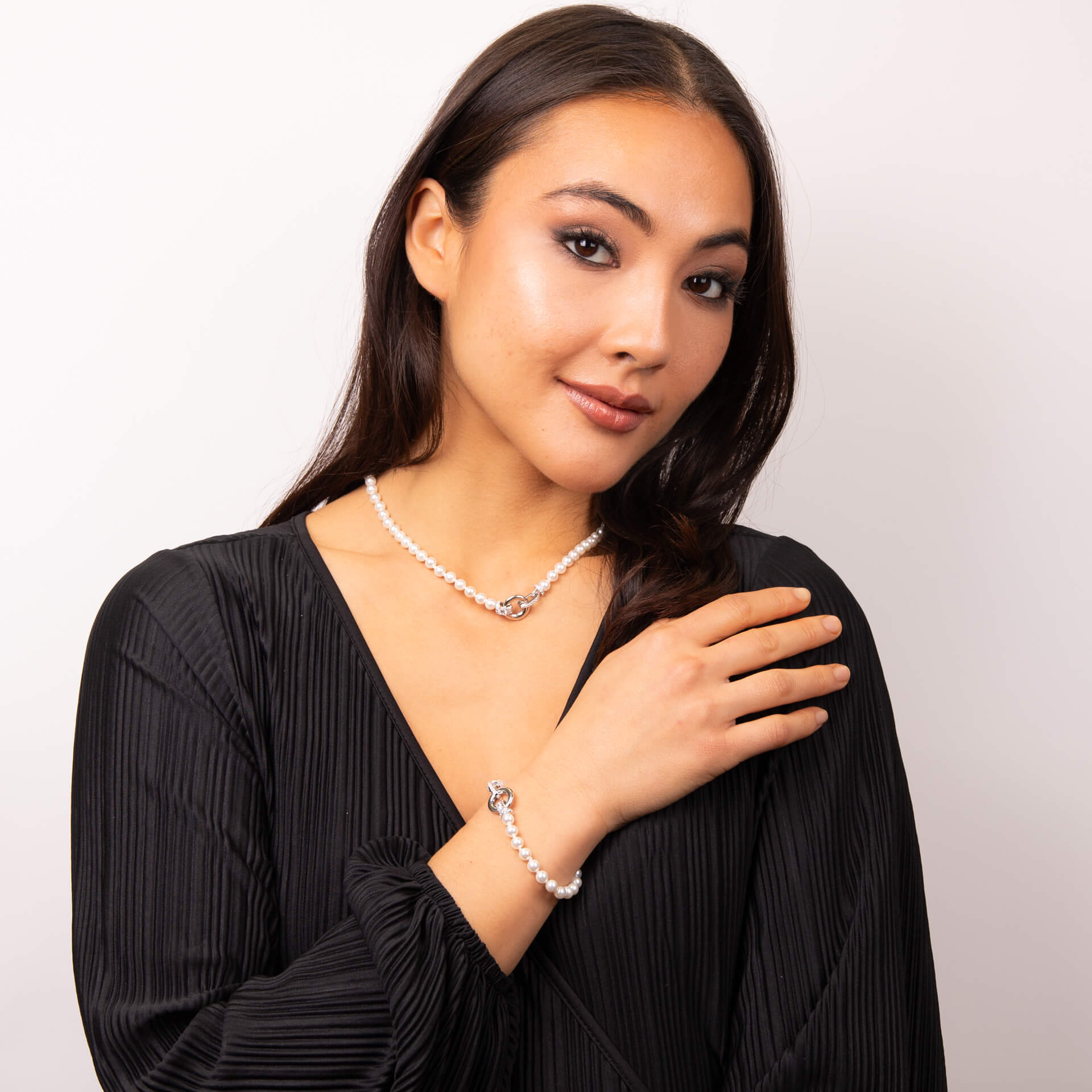 Gecko Jewellery Shell Pearl Bracelet with Zirconia Sterling Silver