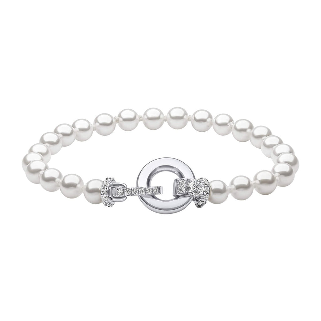 Gecko Jewellery Shell Pearl Bracelet with Zirconia Sterling Silver
