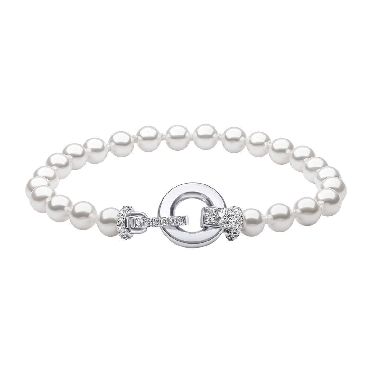 Gecko Jewellery Shell Pearl Bracelet with Zirconia Sterling Silver
