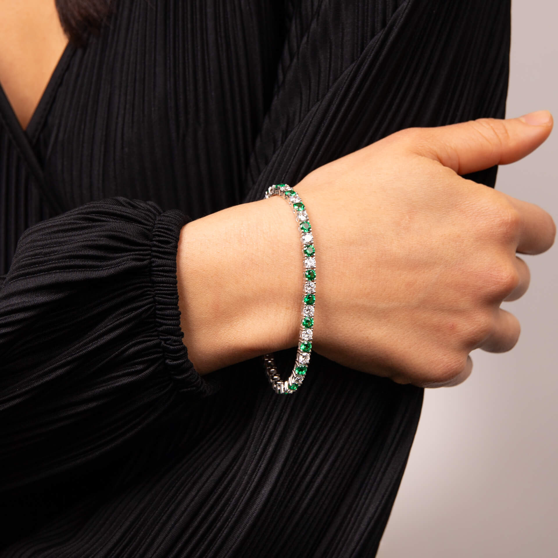 Gecko Jewellery Two Tone Oval Zirconia Sterling Silver Tennis Bracelet