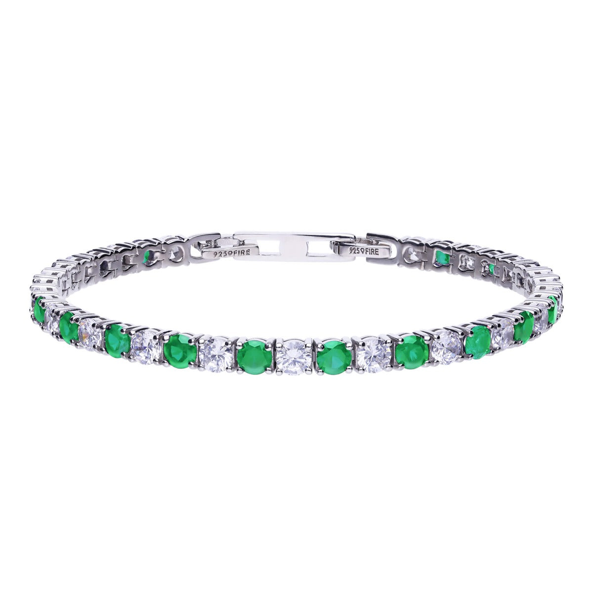Gecko Jewellery Two Tone Oval Zirconia Sterling Silver Tennis Bracelet