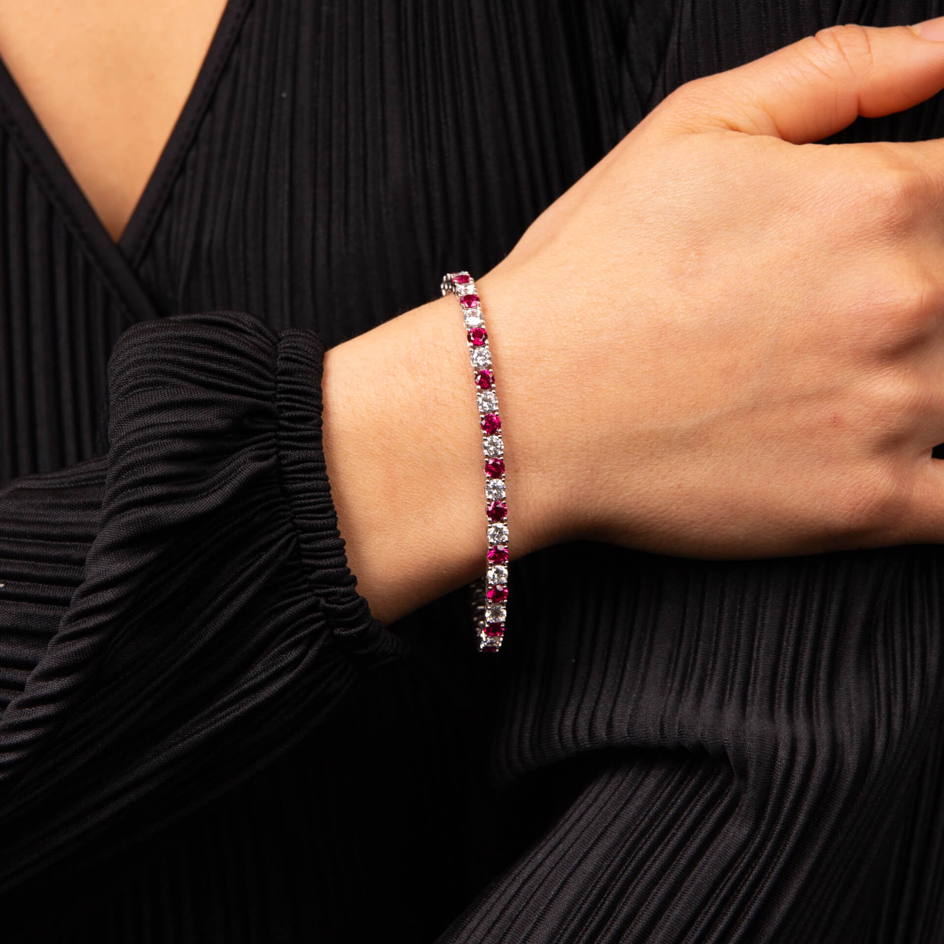 Gecko Jewellery Two Tone Oval Zirconia Sterling Silver Tennis Bracelet