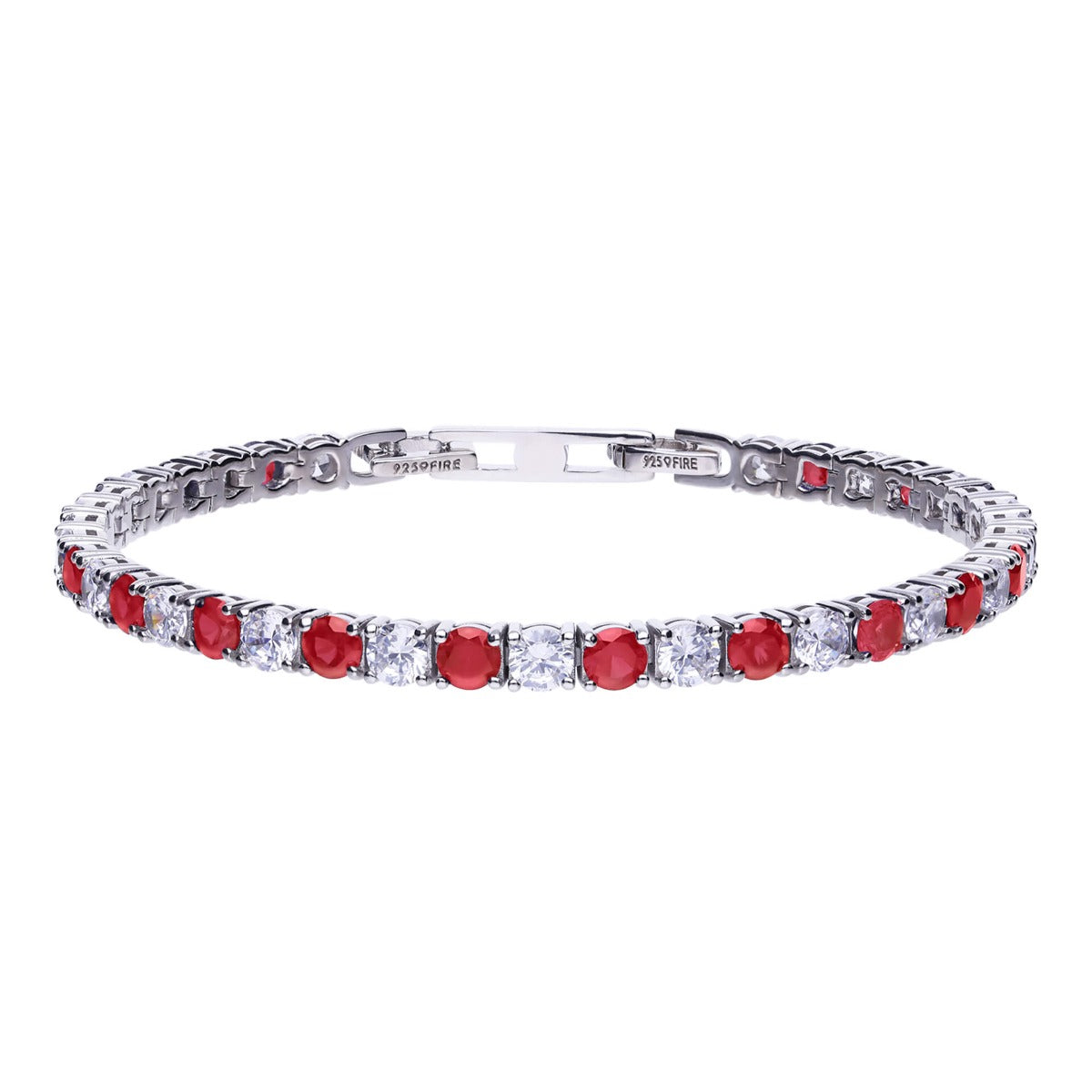 Gecko Jewellery Two Tone Oval Zirconia Sterling Silver Tennis Bracelet
