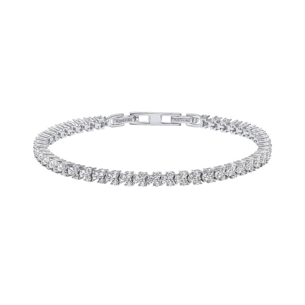 Gecko Jewellery Sterling Silver Claw Set Zirconia Tennis Bracelet