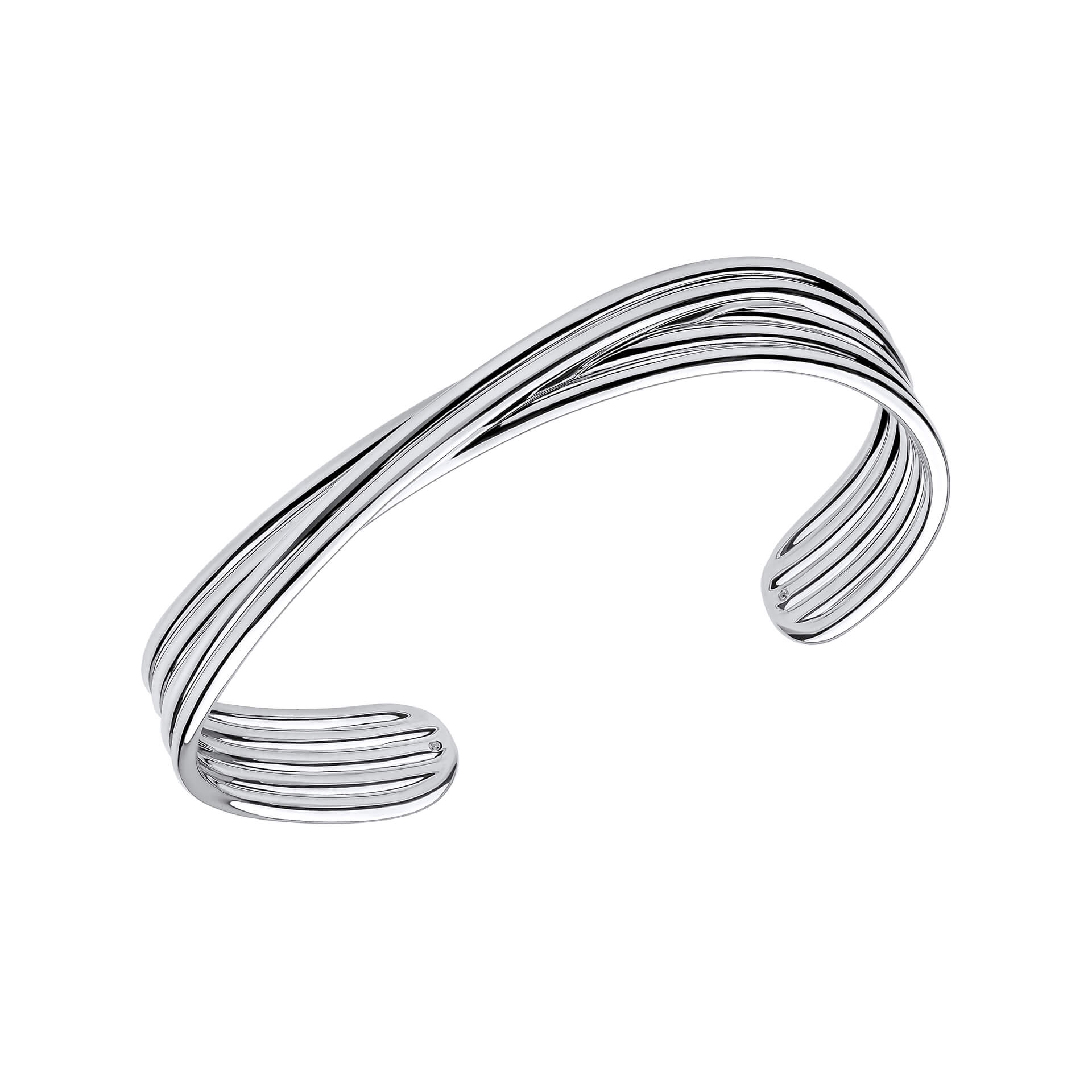 Gecko Jewellery Twisted Ridge Cuff Bangle – Textured Silver Style