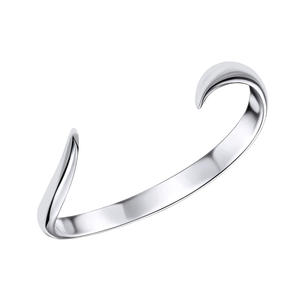 Gecko Jewellery Open Ribbon Twist Bangle – Silver Pointed Wrap Bracelet