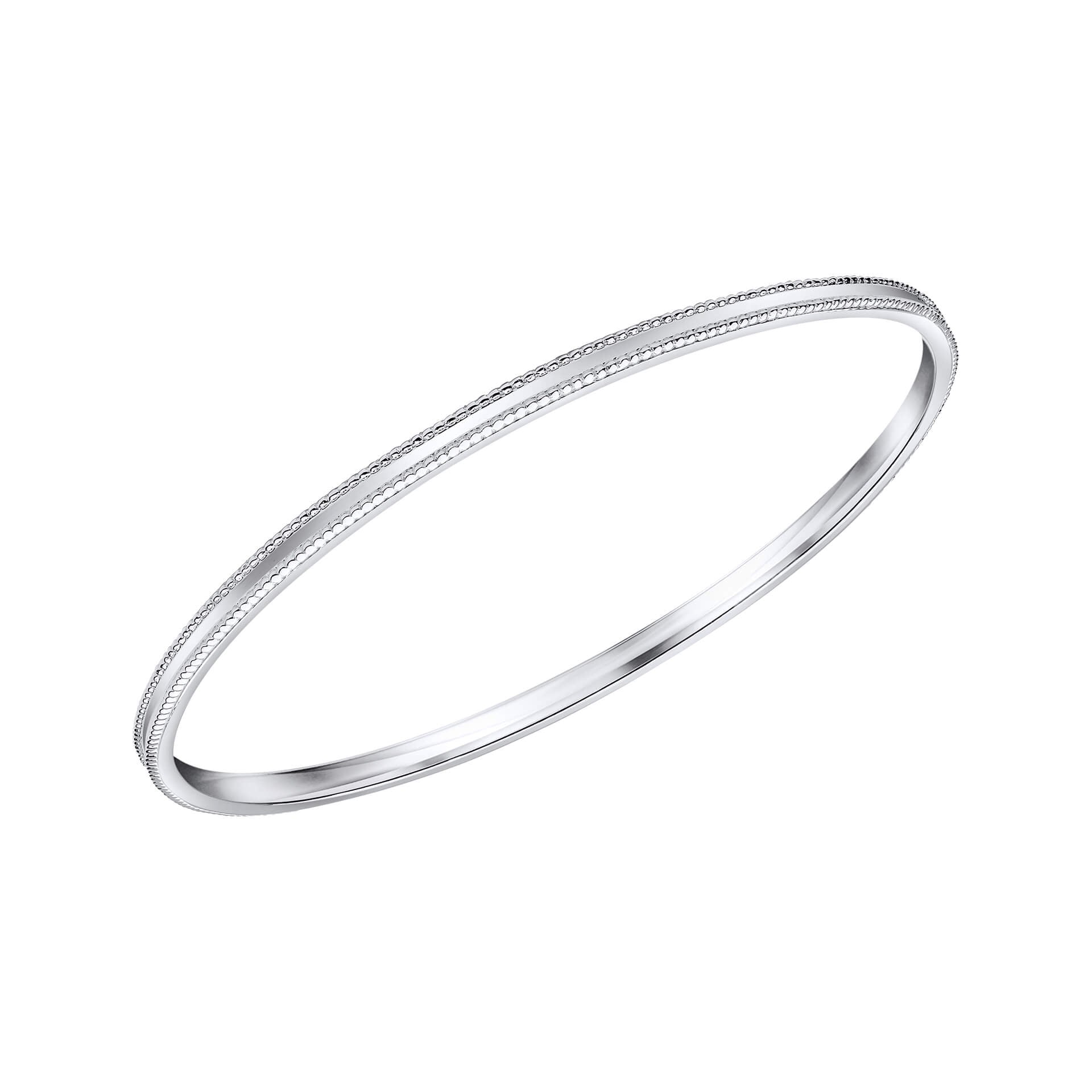 Gecko Jewellery Millegrain Bangle – Minimalist Plain Silver Bracelet