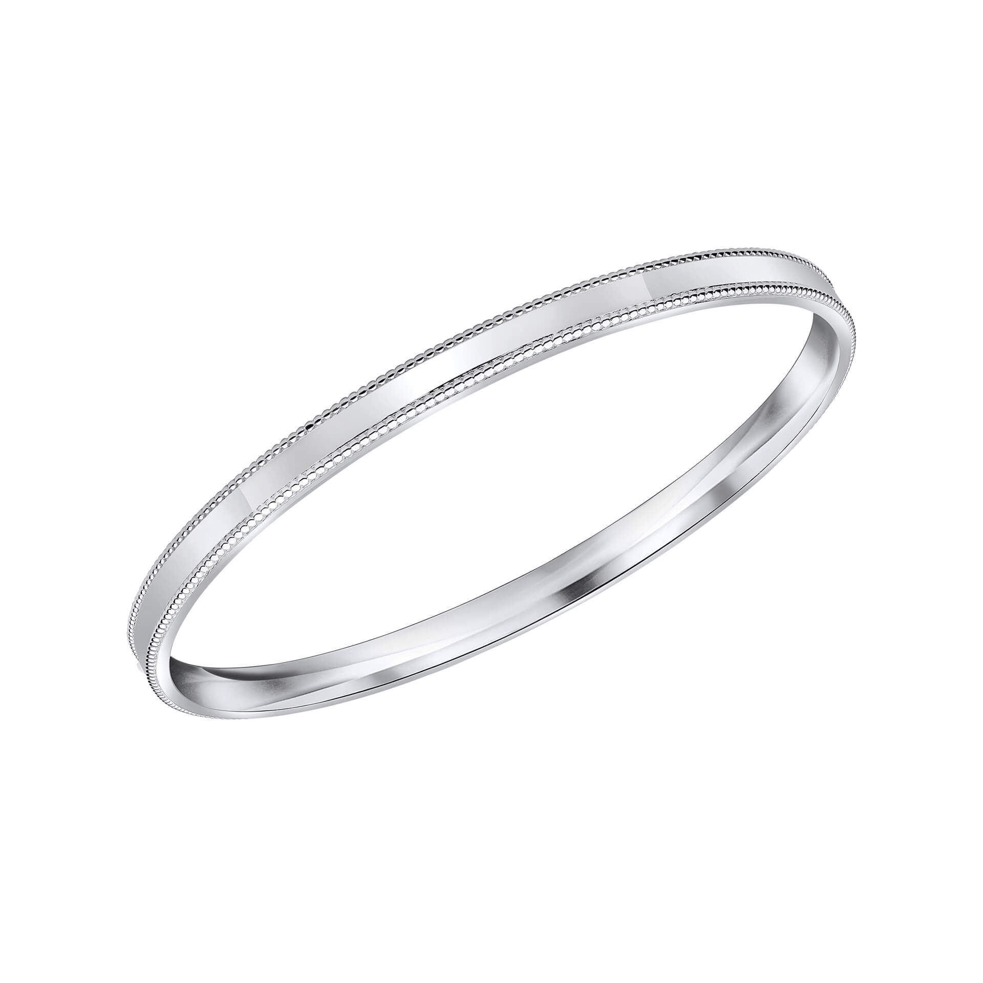 Gecko Jewellery Millegrain Bangle – Minimalist Plain Silver Bracelet