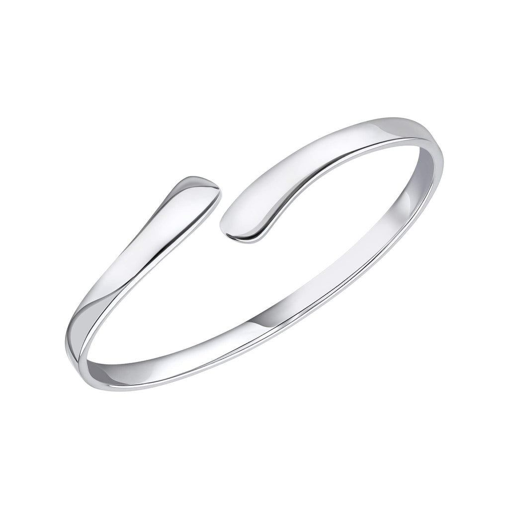 Gecko Jewellery Recycled Sterling Silver Open Wrap Bangle Bracelet