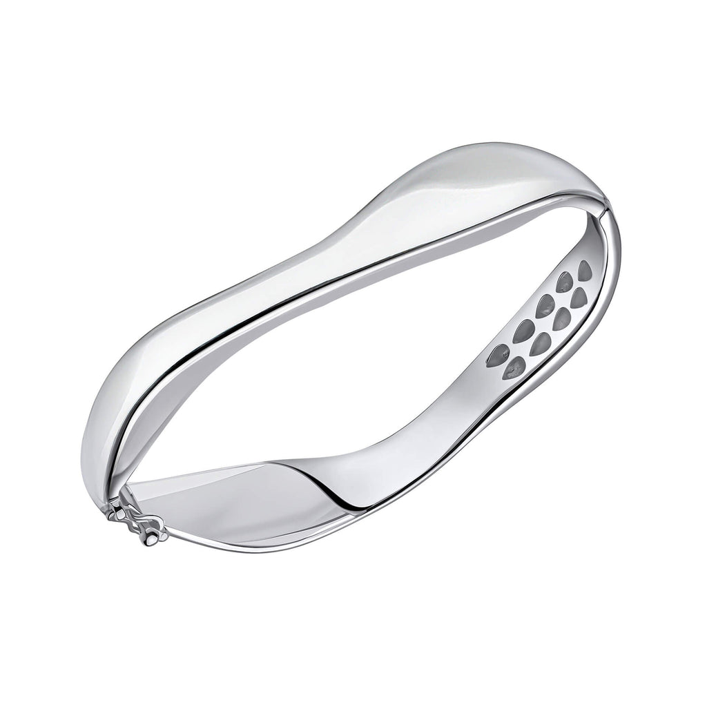 Gecko Jewellery Organic Wave Bangle – Recycled Sterling Silver Hinged