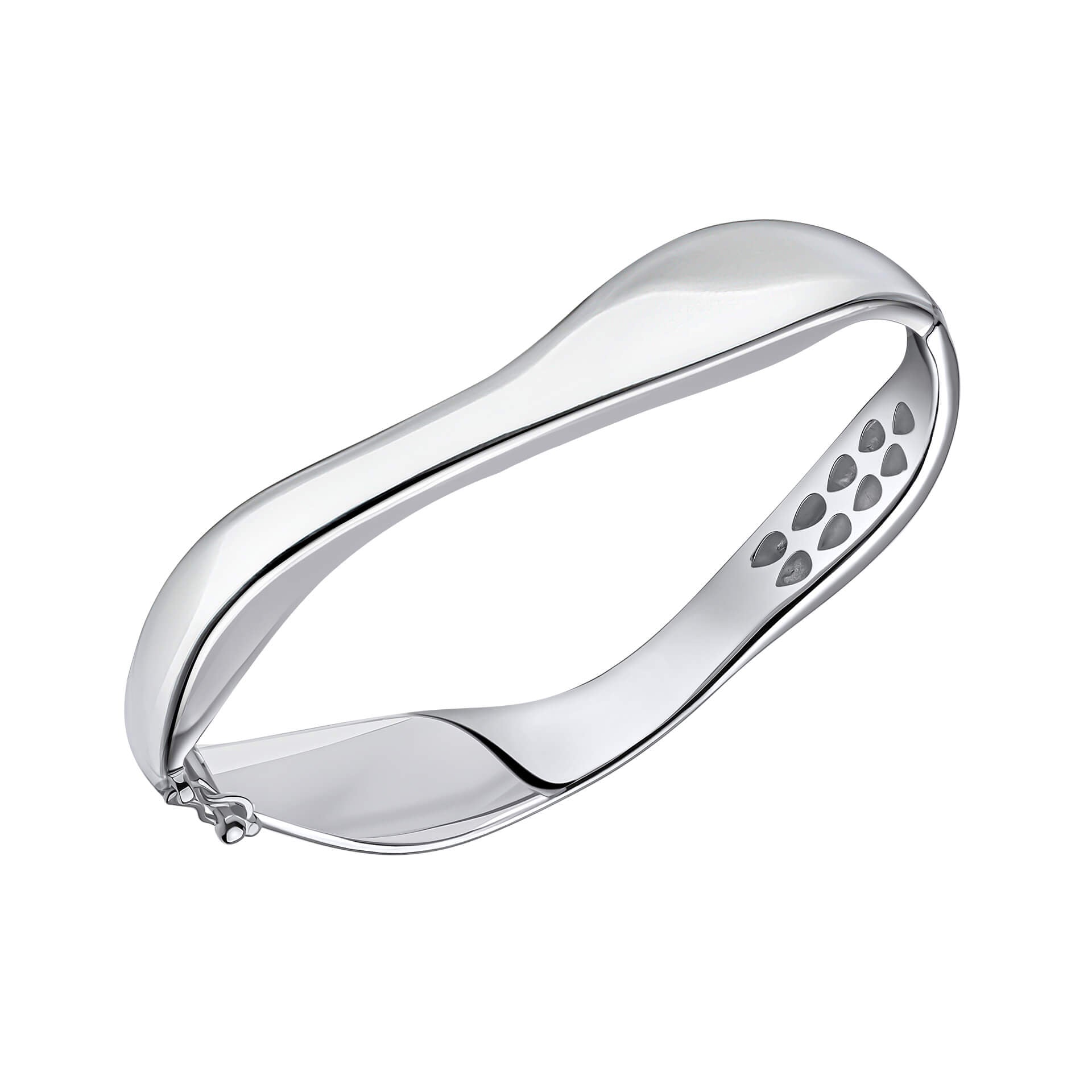 Gecko Jewellery Organic Wave Bangle – Recycled Sterling Silver Hinged