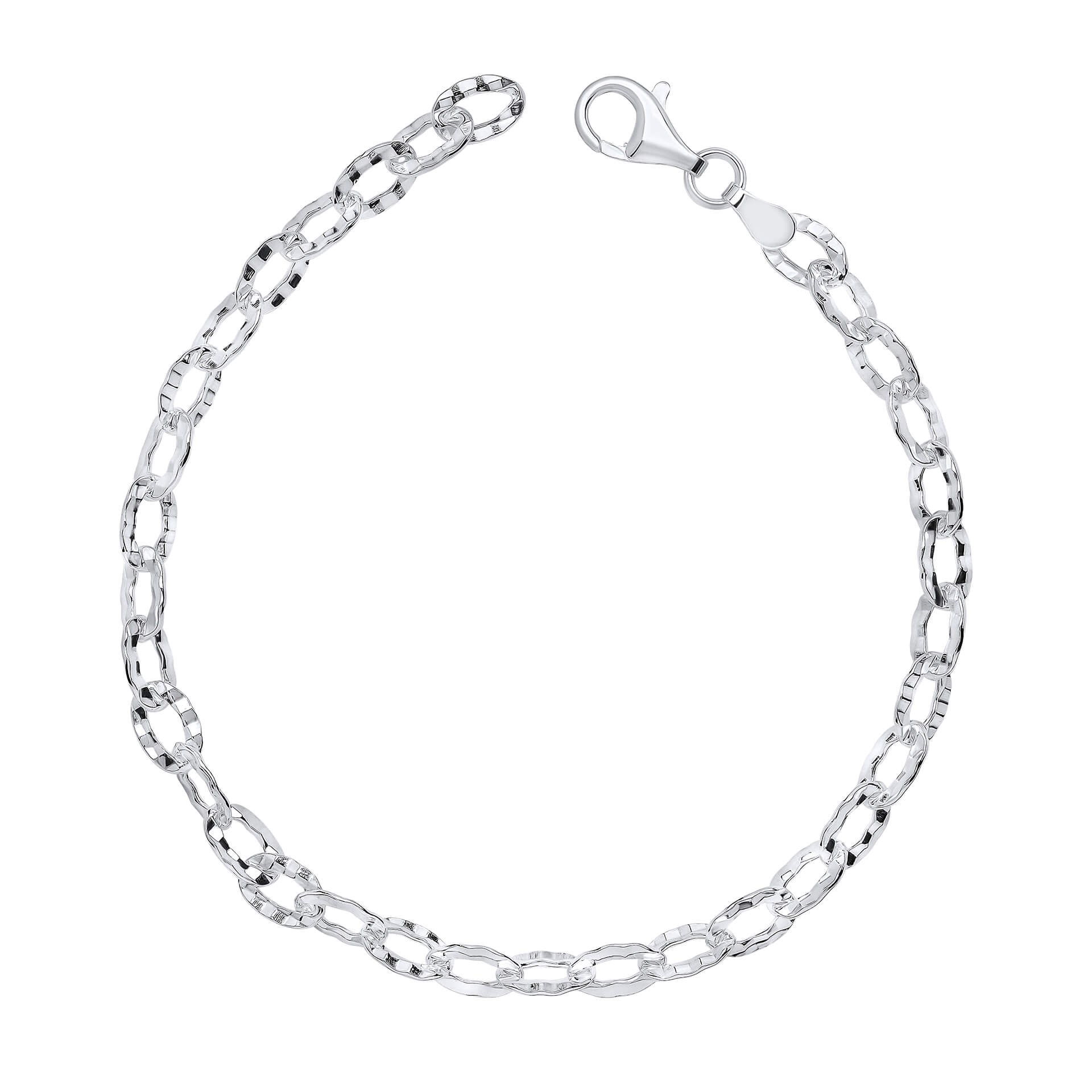 Gecko Jewellery Textured Anchor Chain Bracelet in Recycled Sterling Silver