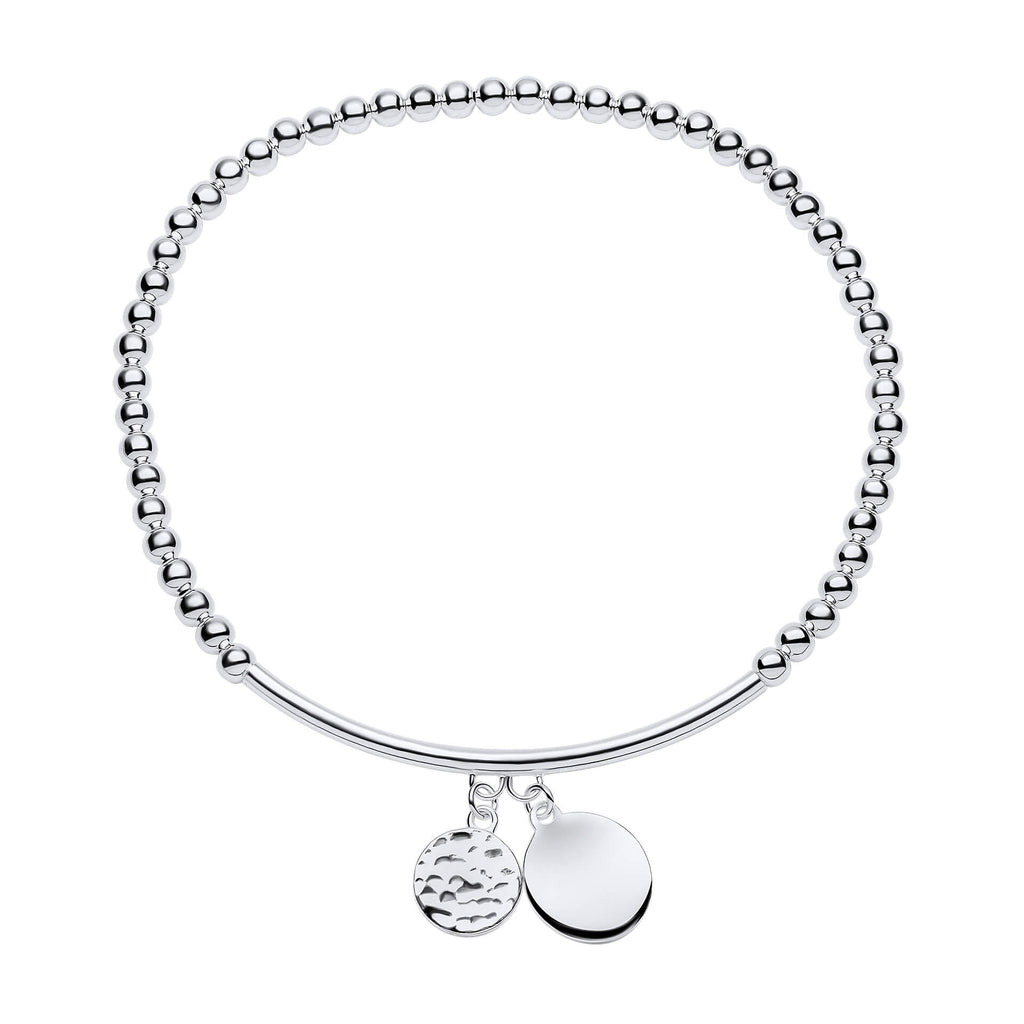 Gecko Jewellery Recycled Sterling Silver Beaded Stretch Charm Bracelet