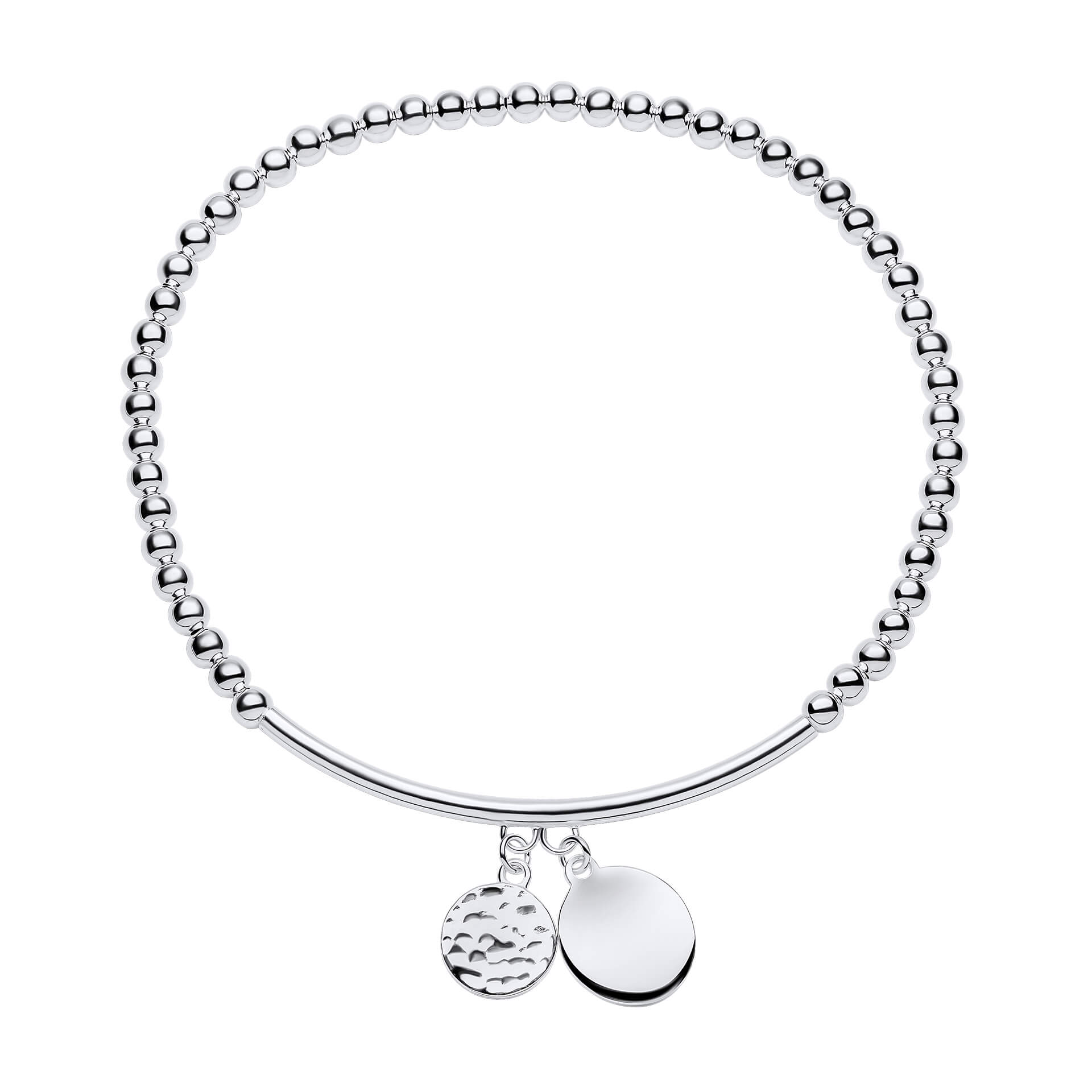 Gecko Jewellery Recycled Sterling Silver Beaded Stretch Charm Bracelet