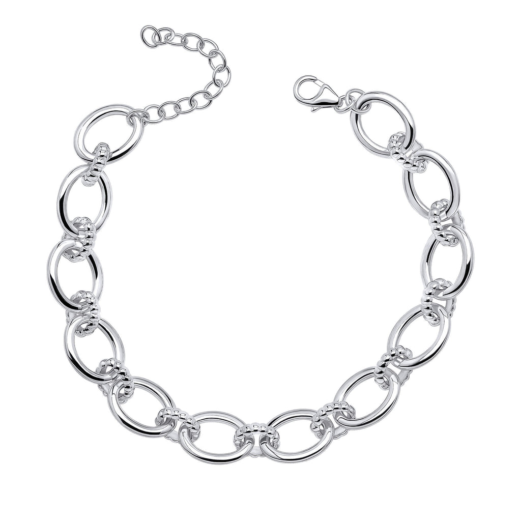 Gecko Jewellery Recycled Sterling Silver Textured Oval Link Bracelet