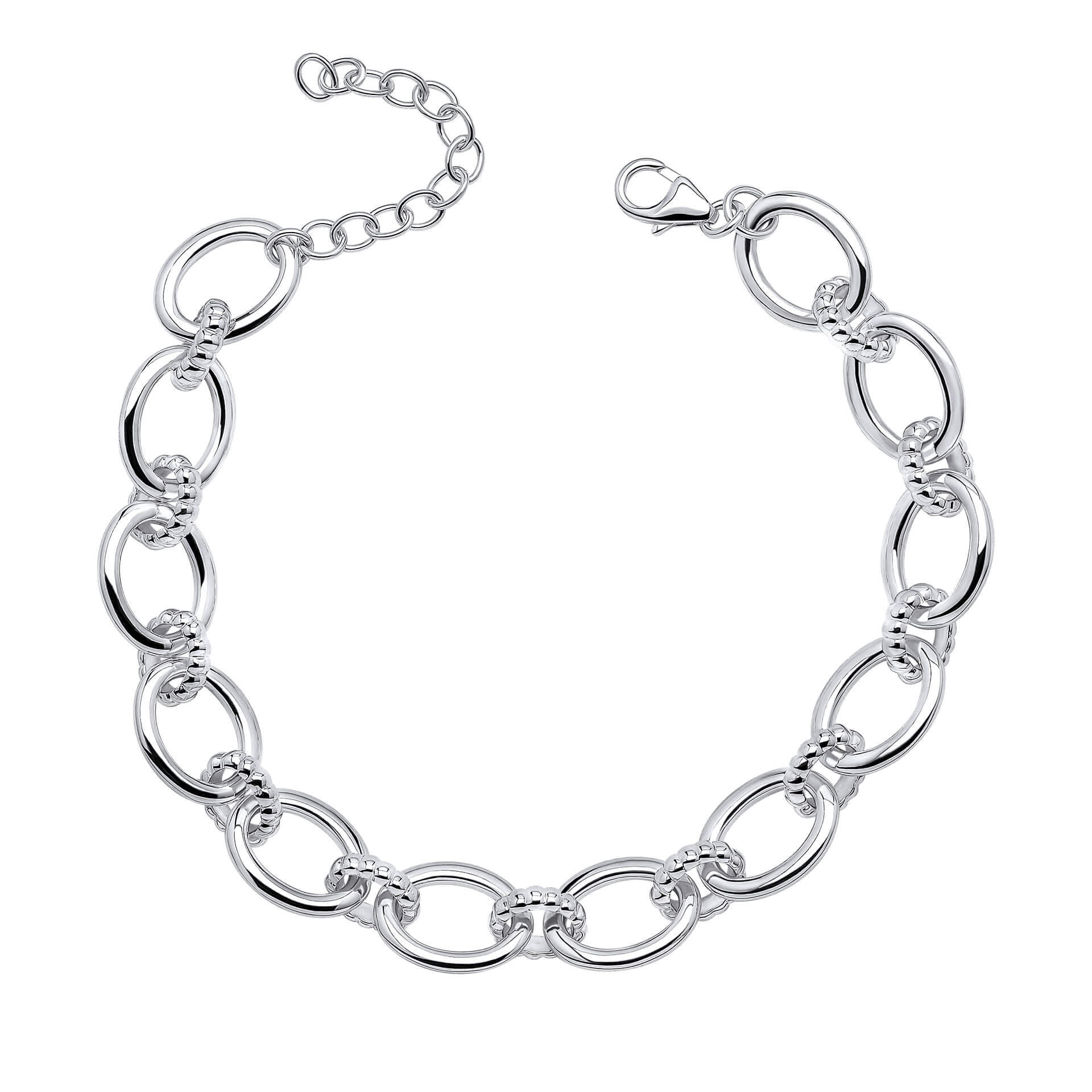 Gecko Jewellery Recycled Sterling Silver Textured Oval Link Bracelet
