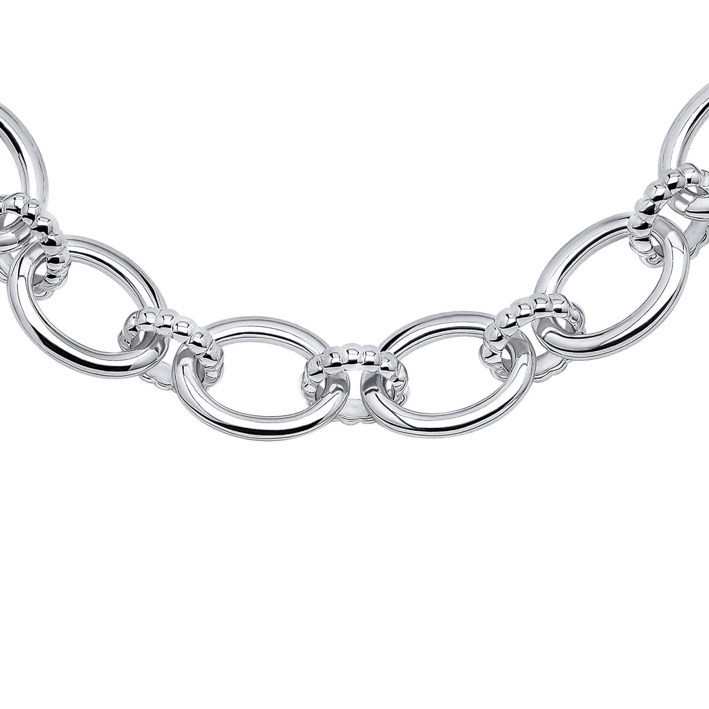 Gecko Jewellery Recycled Sterling Silver Textured Oval Link Bracelet