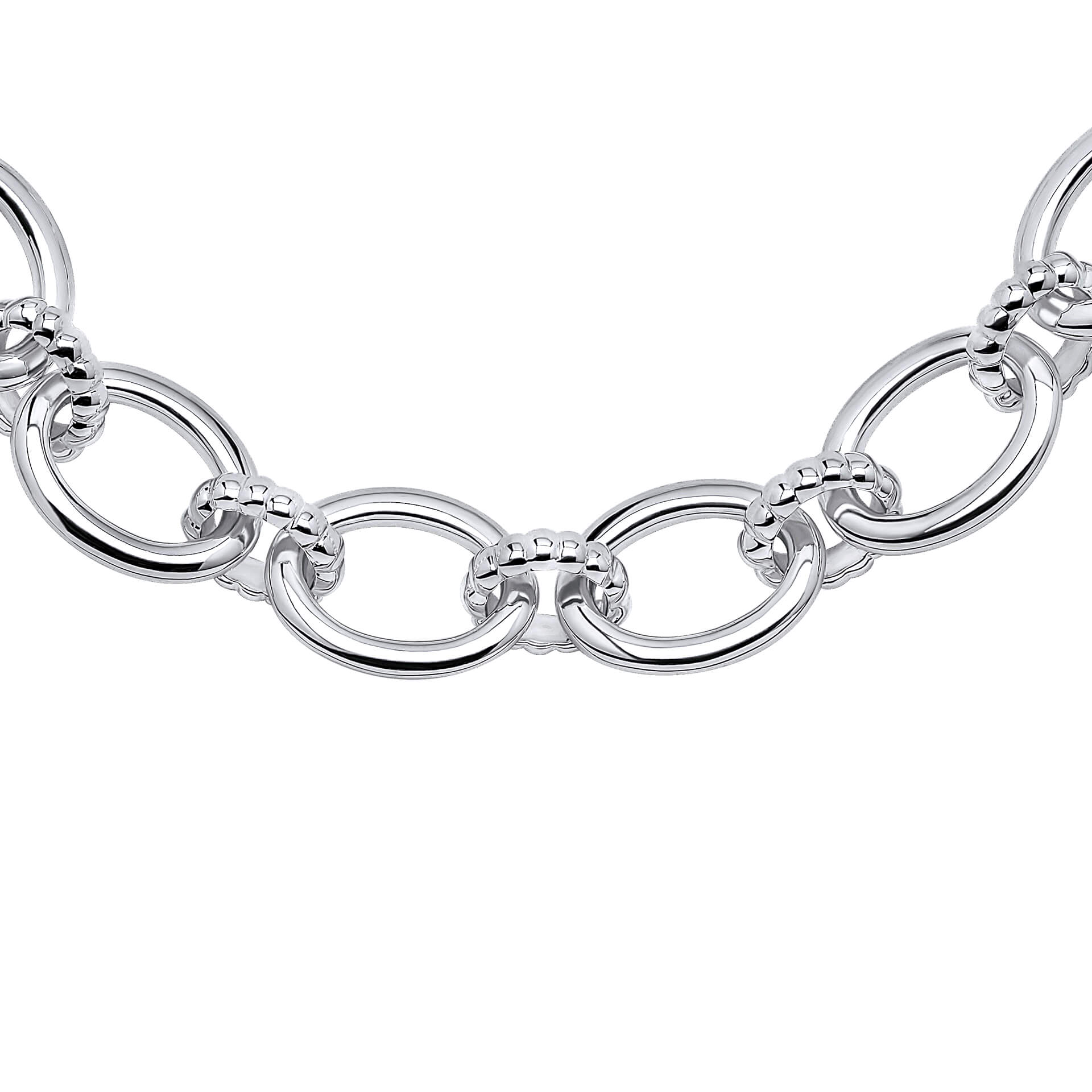 Gecko Jewellery Recycled Sterling Silver Textured Oval Link Bracelet