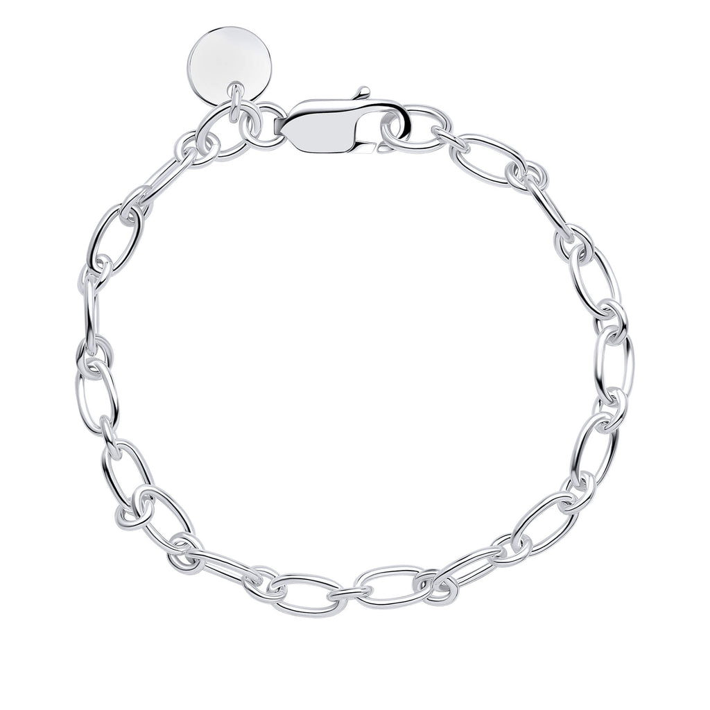 Gecko Jewellery Recycled Sterling Silver Long Link Chain Tag Bracelet