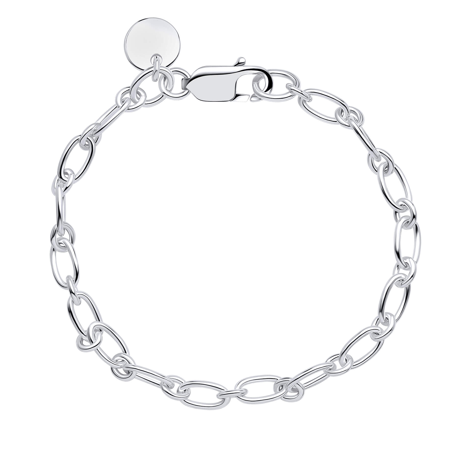 Gecko Jewellery Recycled Sterling Silver Long Link Chain Tag Bracelet