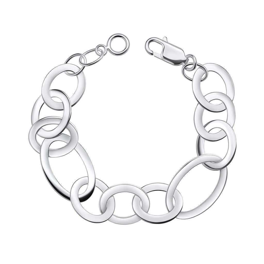 Gecko Jewellery Mixed Size Oval Link Bracelet in Recycled Sterling Silver