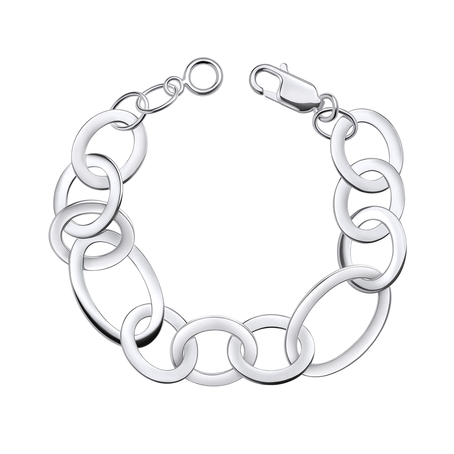 Gecko Jewellery Mixed Size Oval Link Bracelet in Recycled Sterling Silver
