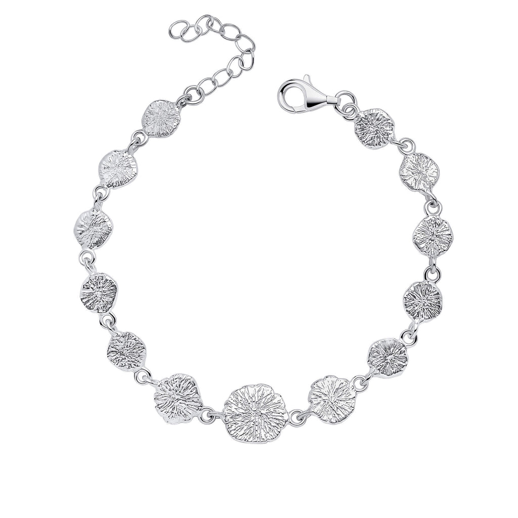 Gecko Jewellery Recycled Sterling Silver Spray Textured Discs Bracelet