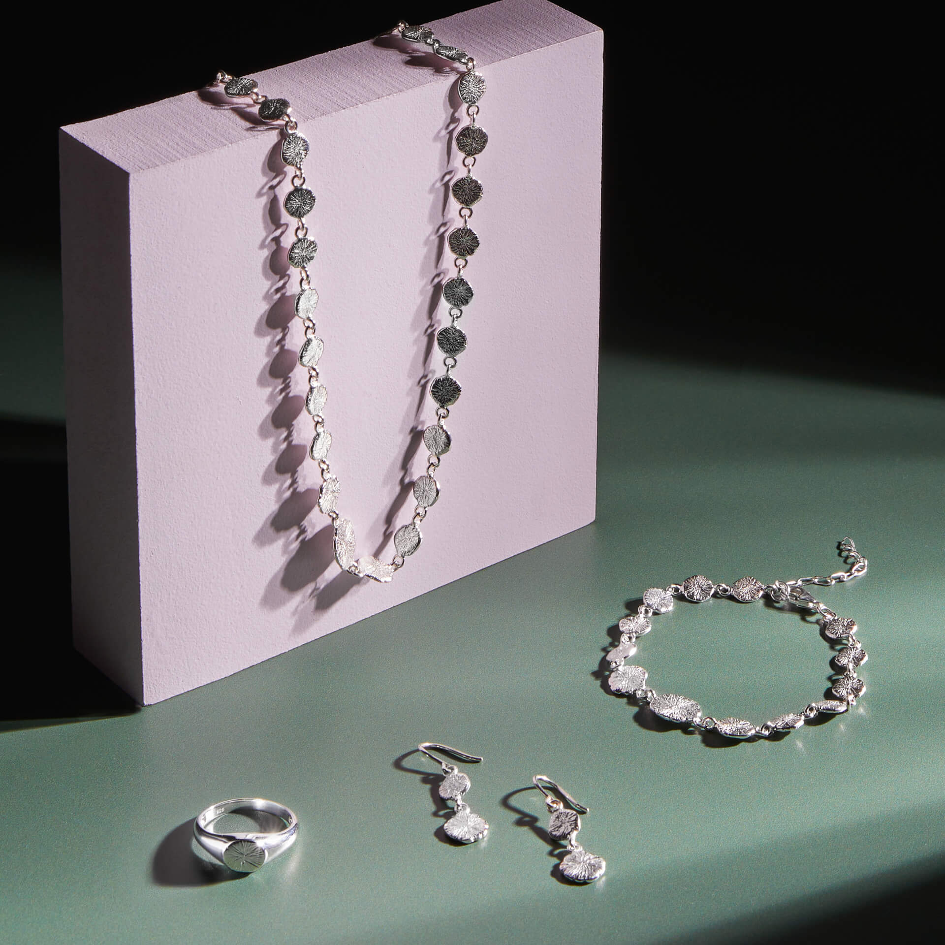 Gecko Jewellery Recycled Sterling Silver Spray Textured Signet Ring