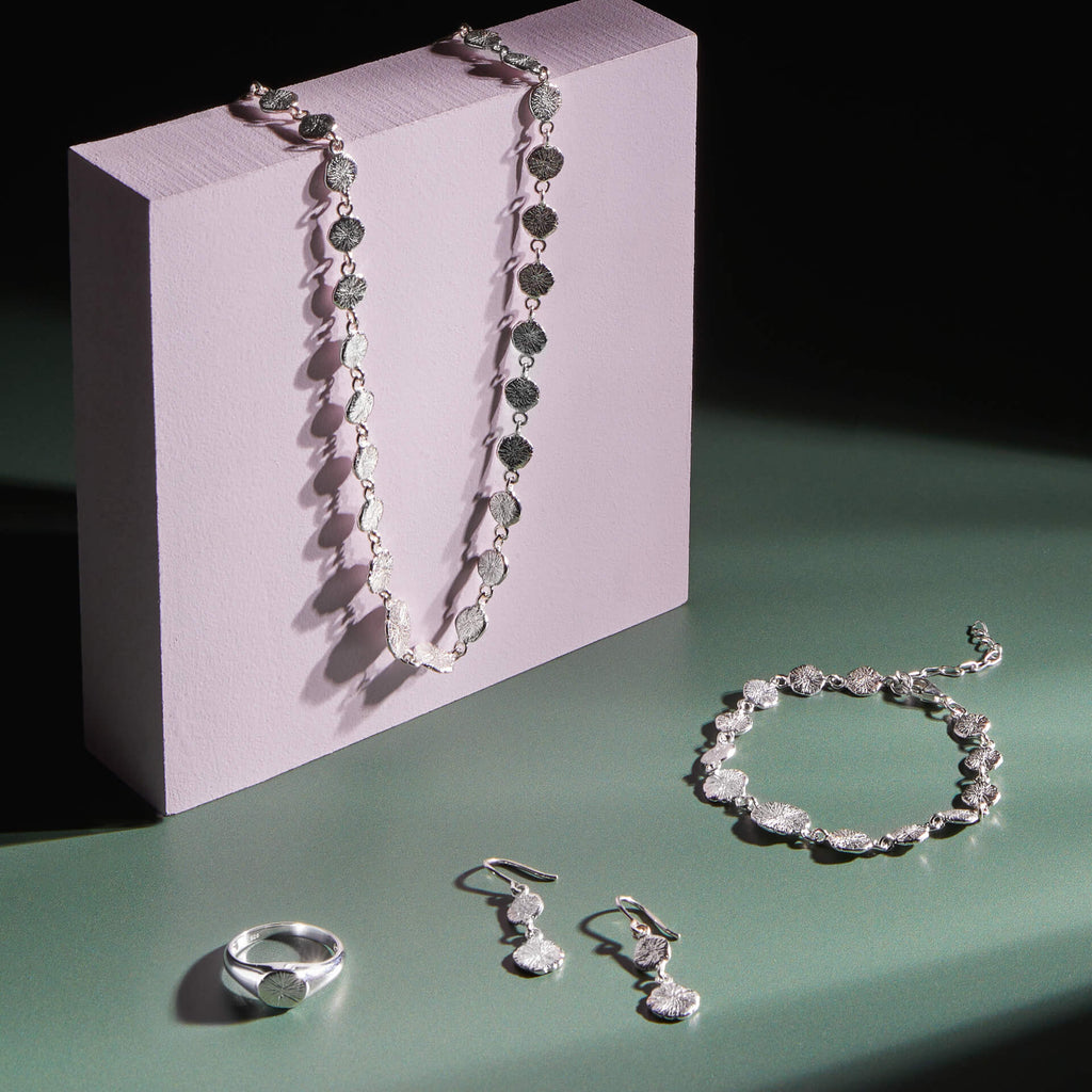 Gecko Jewellery Recycled Sterling Silver Spray Textured Drop Earrings