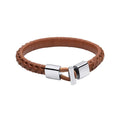Gecko Jewellery Brown Braided Leather Bracelet with Stainless Steel T-Bar