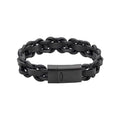 Gecko Jewellery Thick Braided Black Leather Bracelet with Steel Clasp