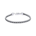 Gecko Jewellery Stainless Steel Chain Bracelet with Black Nylon Detail