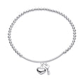 Gecko Jewellery Recycled Sterling Silver Beaded Heart & Key Bracelet