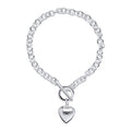 Gecko Jewellery Recycled Sterling Silver Puff Heart T-Bar Chain Bracelet