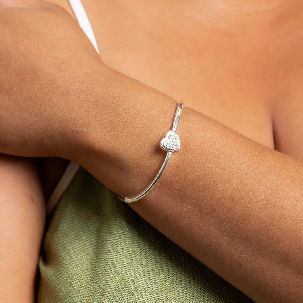 Gecko Jewellery Hinged Heart Bangle – Recycled Sterling Silver
